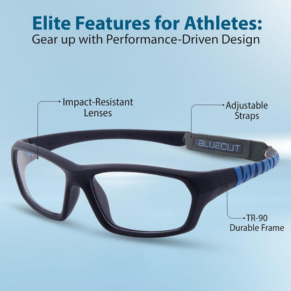 BLUE CUT Sports Protection Goggles, Anti-Fog Lenses Safety Glasses for Basketball, Pickleball and All Outdoor Sports