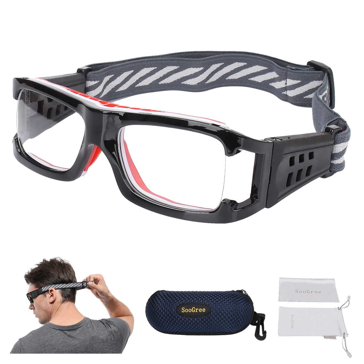 SooGree Sport Glasses Goggles Basketball Soccer Sports Protective Eyewear Goggles-Replaceable Prescription Lens