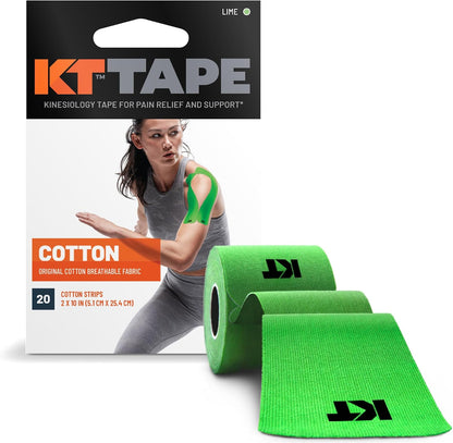 KT Tape, Original Cotton, Elastic Kinesiology Athletic Tape, 20 Count, 10” Precut Strips, Purple