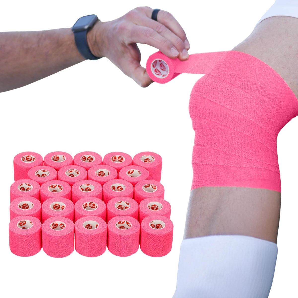 Cramer Eco-Flex Self-Stick Stretch Tape, Cohesive Tape, Flexible Elastic Sports Tape, Athletic Training Supplies, Easy Tear Self-Adherent Bandage Wrap, Bulk Cases, 6 Yard Rolls, Compression Tape