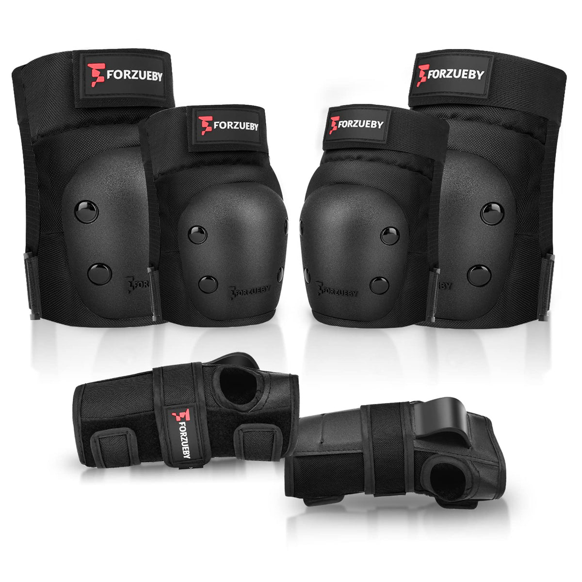 Adult&Kids Knee Pads Elbow Pads Wrist Guards 6 in 1 Protective Gear Set