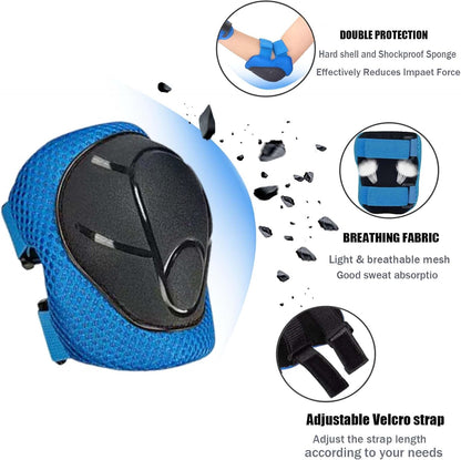 Kids/Youth Knee Pads Elbow Pads for 3-14Years Boys Girls 6 in 1 Kids Protective Gear Set Adjustable for Skating Cycling Bike Rollerblading Scooter Roller Skates