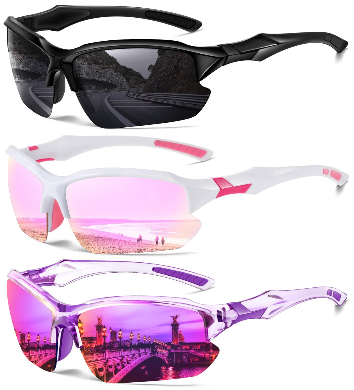 Sports Polarized Sunglasses for Men Cycling Running Fishing UV Protection Sun Glasses Lightweight Half Frame Goggles
