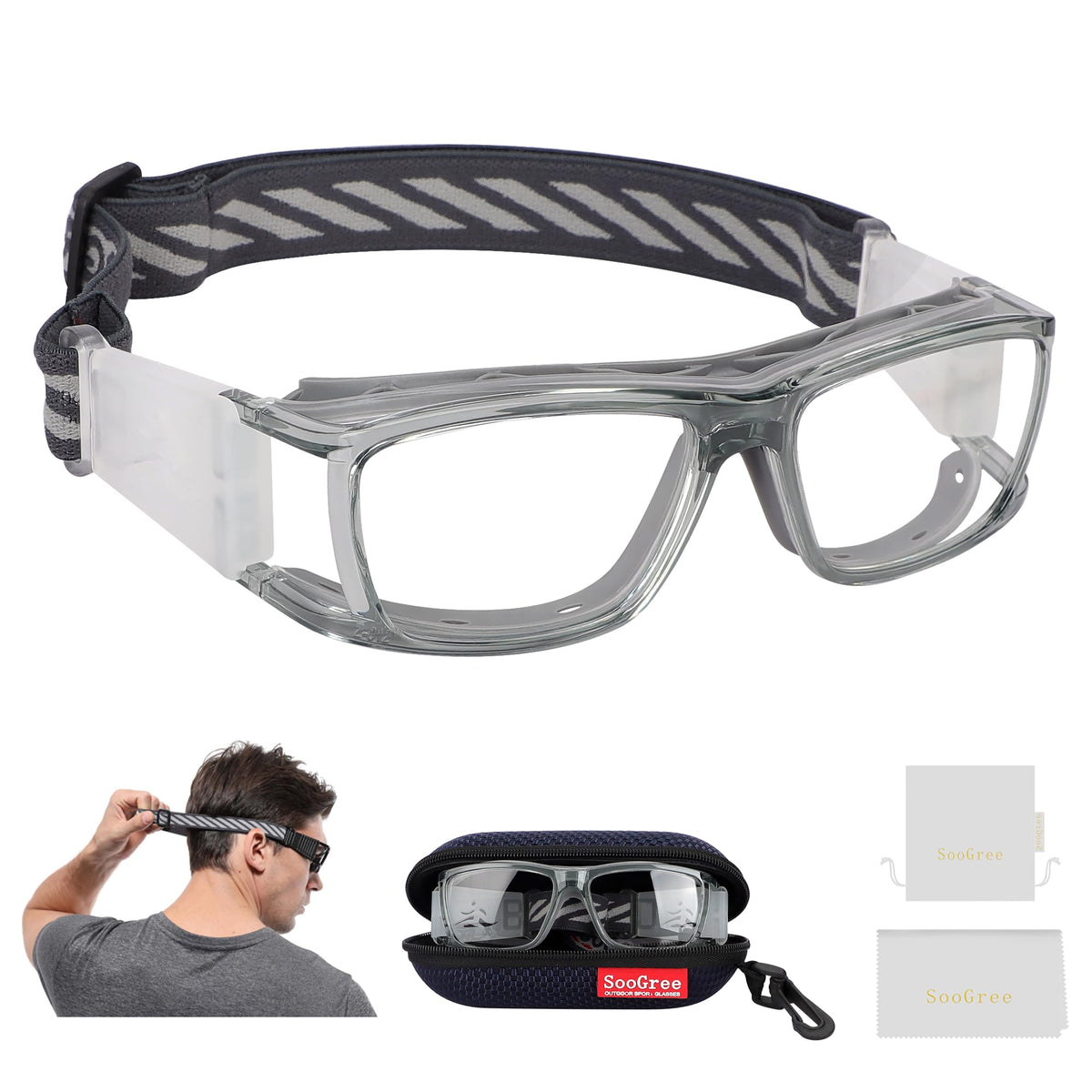 SooGree Sport Glasses for Men Women Basketball Football Sport Goggles Anti Fog Shock Collision Wearable Glasses