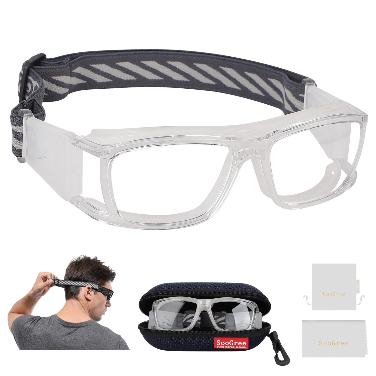 SooGree Sport Glasses for Men Women Basketball Football Sport Goggles Anti Fog Shock Collision Wearable Glasses