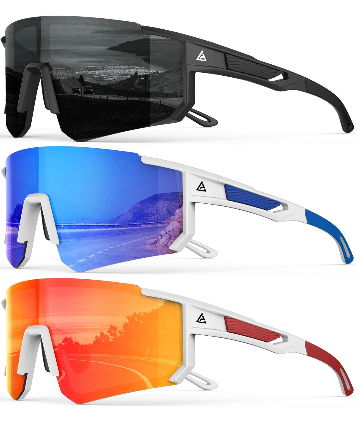 Polarized Sports Sunglasses for Men Women, UV400 Protection Mens Sunglasses Wrap Around Sun Glasses for Cycling Running