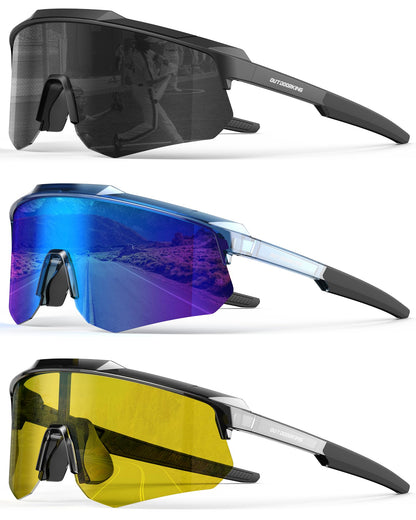 Polarized Sports Sunglasses for Men Women, UV400 One-Piece Lens Sport Shades for Baseball, Running, Cycling, Fishing