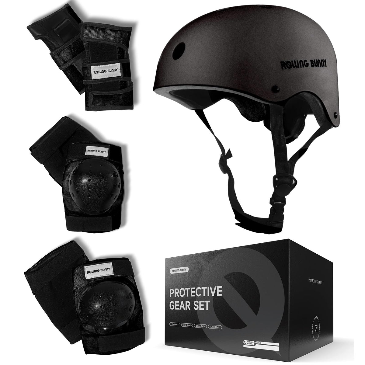 Skating Protective Gear Set for Adults & Youth - Helmet, Knee Pads, Elbow Pads & Wrist Guards for Inline Skating, Roller Skating & Skateboarding (Ages 14+)