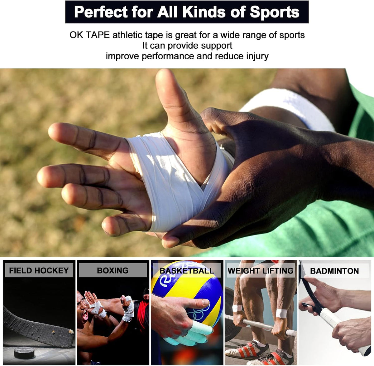OK TAPE Athletic Sports Tape 4 Packs 45ft Per Roll Strong Adhesion