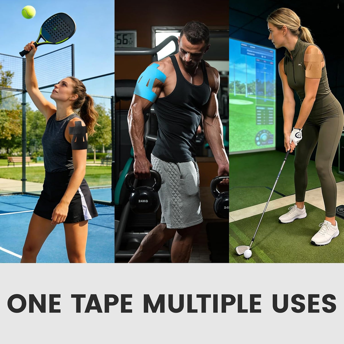 TEAWOO PreCut Kinesiology Tape for Shoulder (20 Pcs 3 Colors)