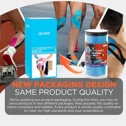 OK TAPE Kinesiology Tape (3 Pack) Latex Free Cotton Uncut 2in x 16.4ft