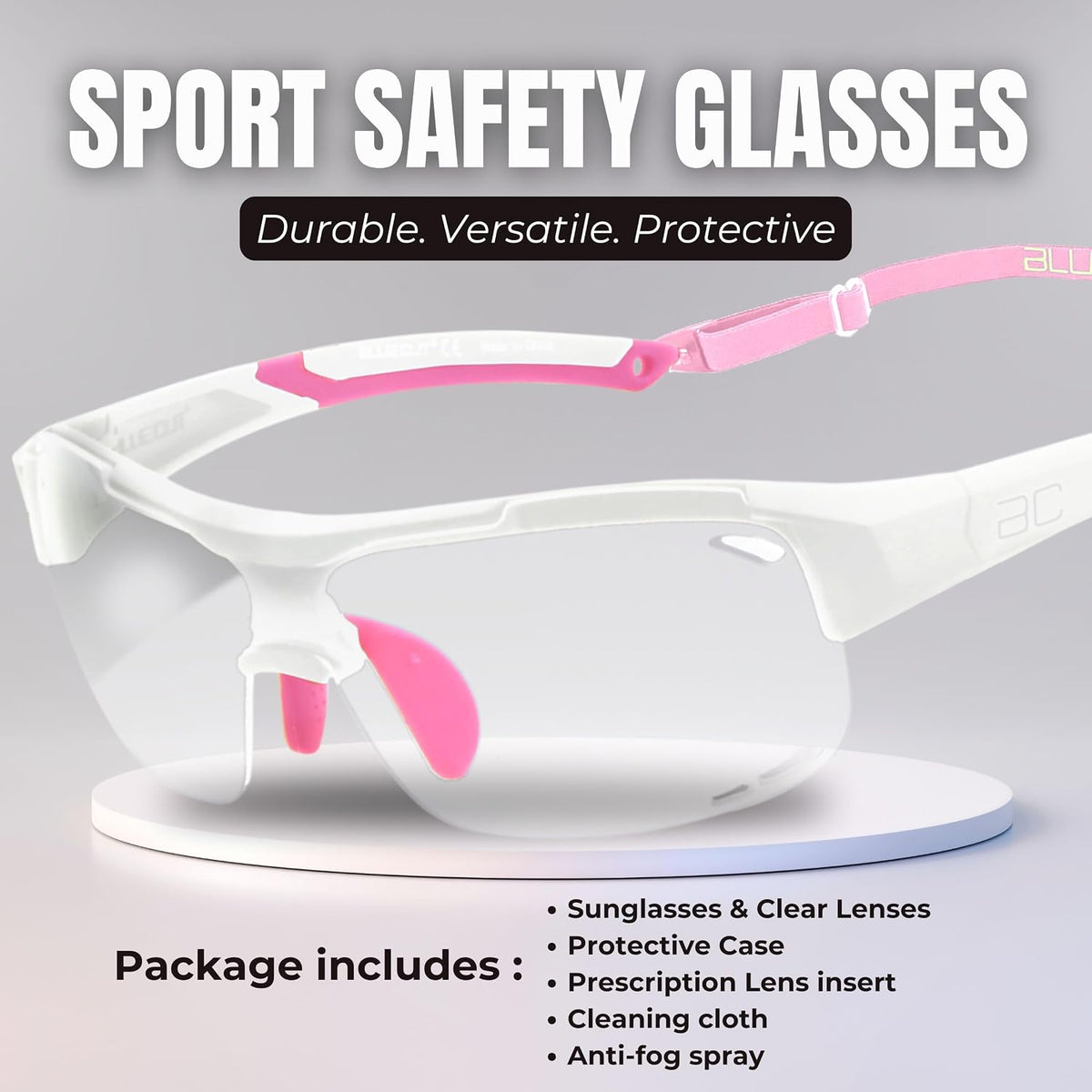 BLUE CUT Sports Safety Goggles Interchangeable Sun Lens Anti Fog UV Protection Indoor Outdoor Pickleball Cycling Basketball