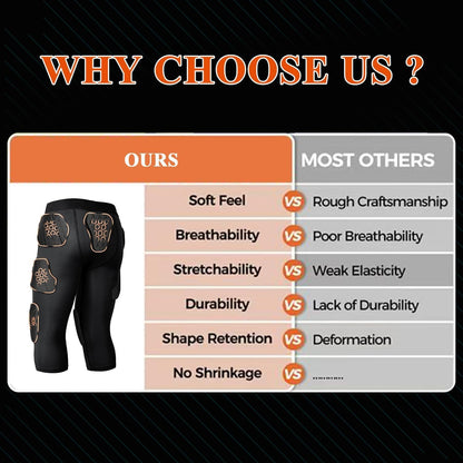 7 Pad Girdle Football Youth Football Girdle Youth Boys with Knee Integrated Hip Tailbone Thigh Pads- Basketball Padded Compression Shorts for Basketball Baseball Rugby Soccer