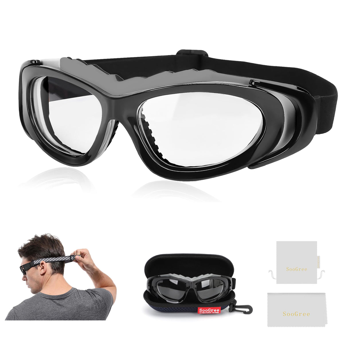 SooGree Sport Glasses for Men Women Basketball Football Sport Goggles Anti Fog Shock Collision Wearable Glasses