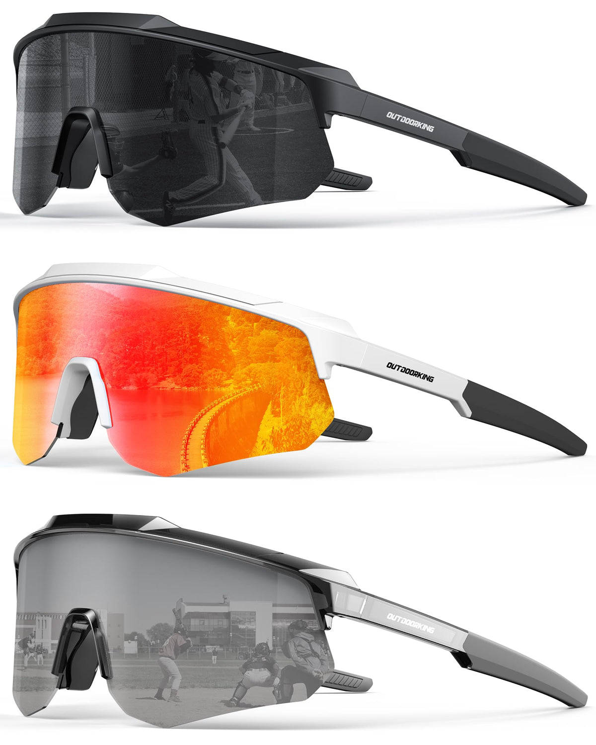 Polarized Sports Sunglasses for Men Women, UV400 One-Piece Lens Sport Shades for Baseball, Running, Cycling, Fishing
