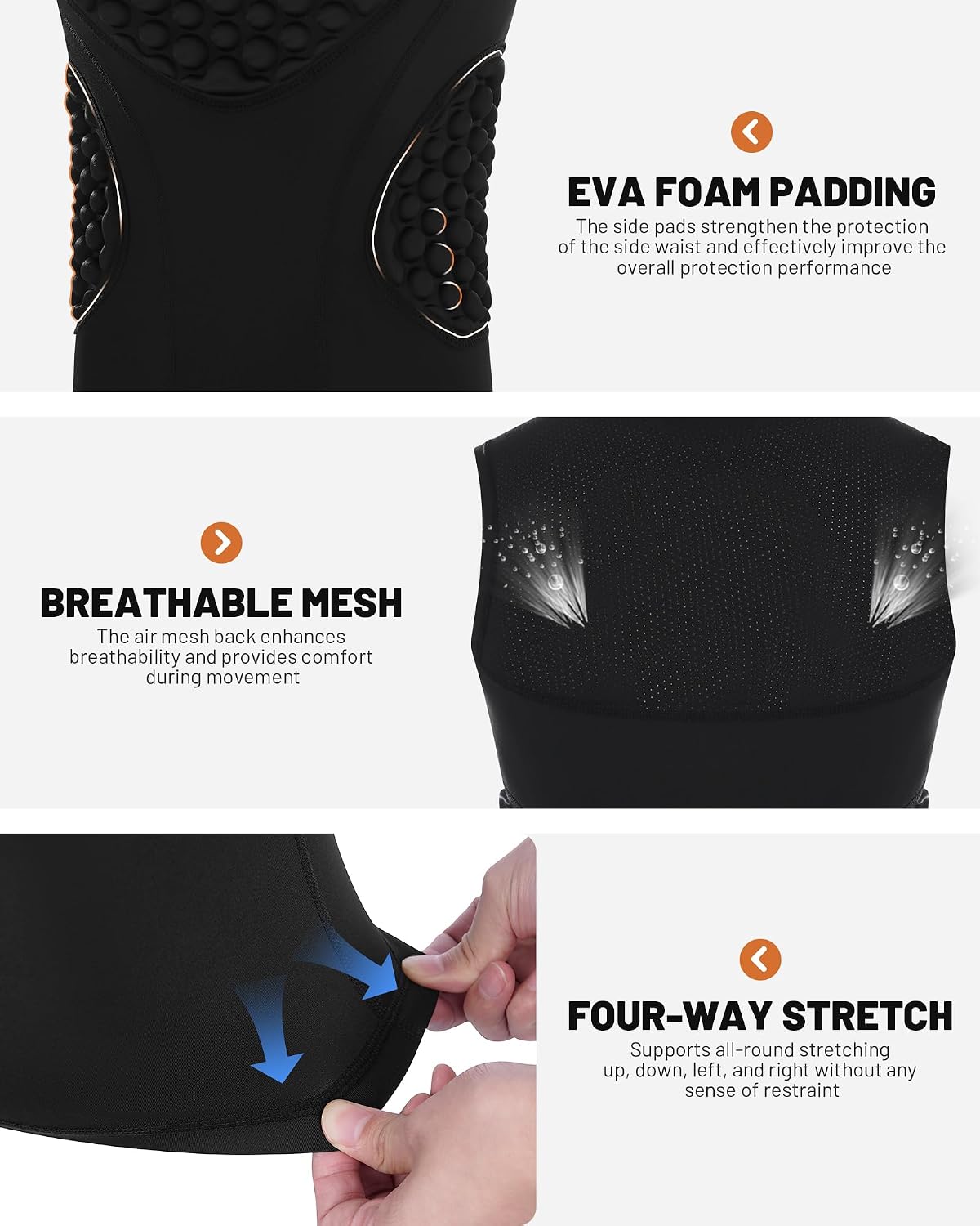 Runhit Youth Baseball Chest Protector Padded Compression Shirt Heart Rib Sternum Guard for Softball Football Lacrosse