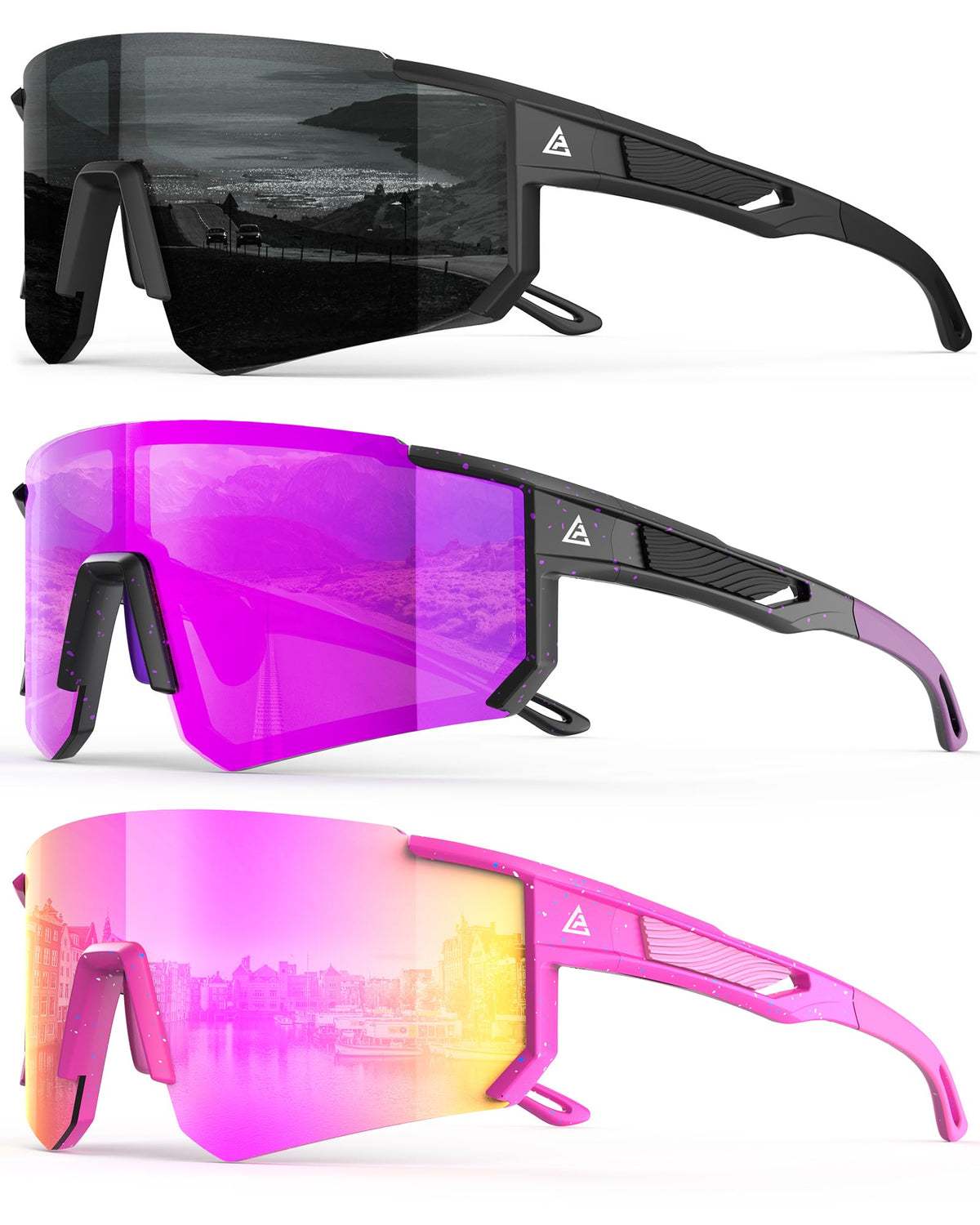 Polarized Sports Sunglasses for Men Women, UV400 Protection Mens Sunglasses Wrap Around Sun Glasses for Cycling Running