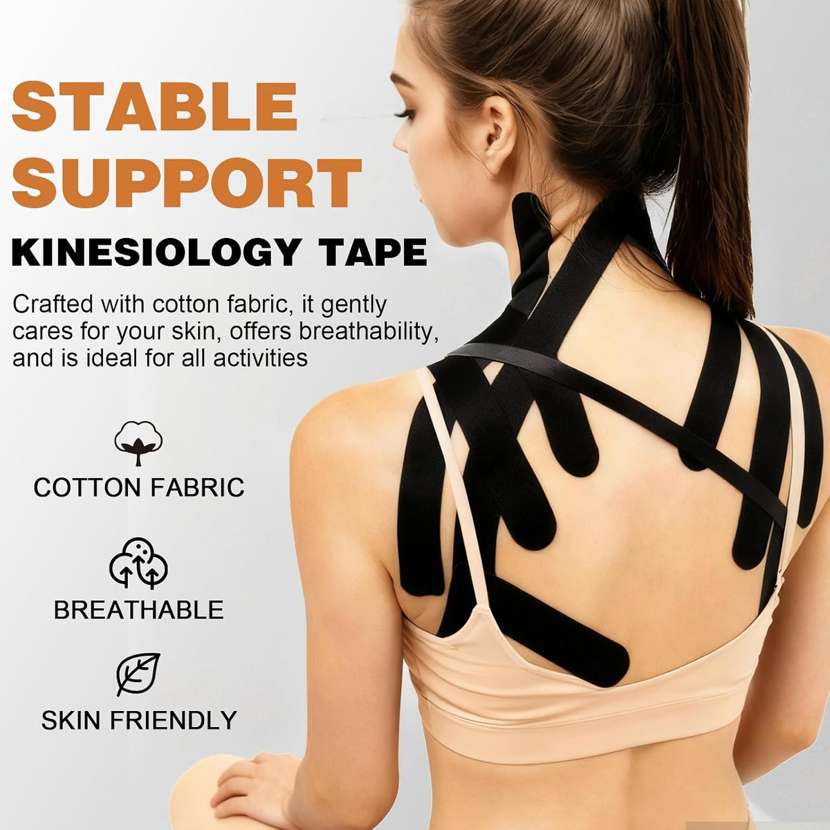 (2in X 131ft) TEAWO Kinesiology Tape Bulk Roll, Waterproof Hypoallergenic Latex-Free Sports Tape, Muscle & Joint Support for Athletes, Free Cut with Bonus Specialized Scissors (Black)
