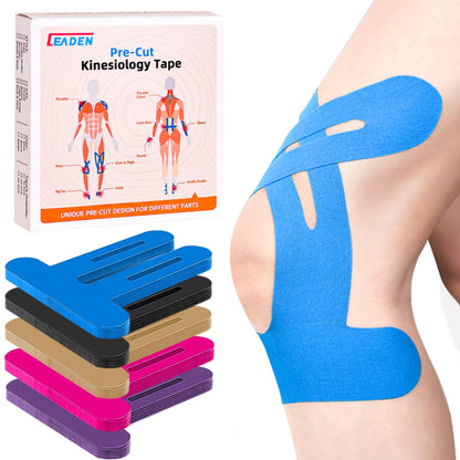 Precut Kinesiology Tape for Knees, 10 Pcs, Black