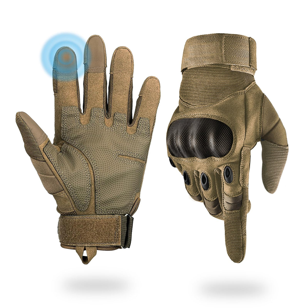Tactical Gloves for Men, Shooting & Motorcycle Gloves with Hard Shell Knuckle Protection & Leather Palm for Airsoft Motorcycle Cycling Paintball Sports Climbing Training Hunting