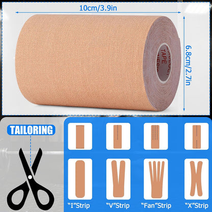 4 Rolls Kinesiology Tape, 4" x 5.5yd Extra Wide for Muscle Support