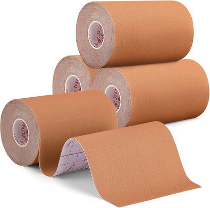 4 Rolls Kinesiology Tape, 4" x 5.5yd Extra Wide for Muscle Support