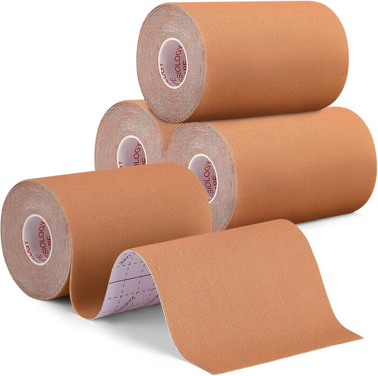 4 Rolls Kinesiology Tape, 4" x 5.5yd Extra Wide for Muscle Support