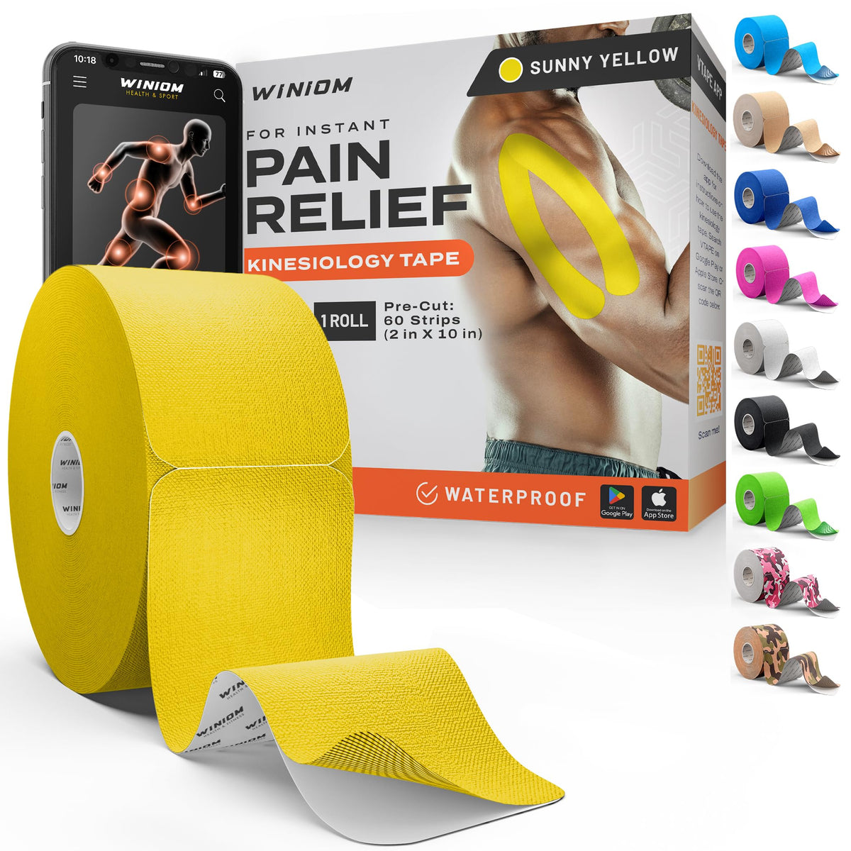Kinesiology Tape - Waterproof Athletic Sports Tape for Knee, Shoulder, Arm & Back Support | 3-5 Day Adhesion, Hypoallergenic & Latex-Free + Taping Guide (Precut, 2"x16.4ft Roll, Indigo Purple)