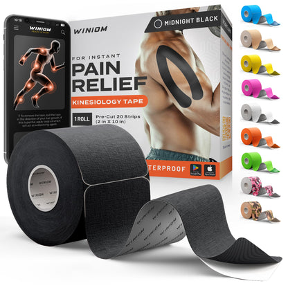 Kinesiology Tape - Waterproof Athletic Sports Tape for Knee, Shoulder, Arm & Back Support | 3-5 Day Adhesion, Hypoallergenic & Latex-Free + Taping Guide (Precut, 2"x16.4ft Roll, Indigo Purple)