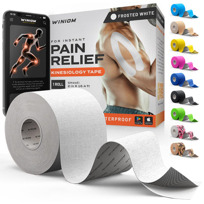 Kinesiology Tape - Waterproof Athletic Sports Tape for Knee, Shoulder, Arm & Back Support | 3-5 Day Adhesion, Hypoallergenic & Latex-Free + Taping Guide (Precut, 2"x16.4ft Roll, Indigo Purple)