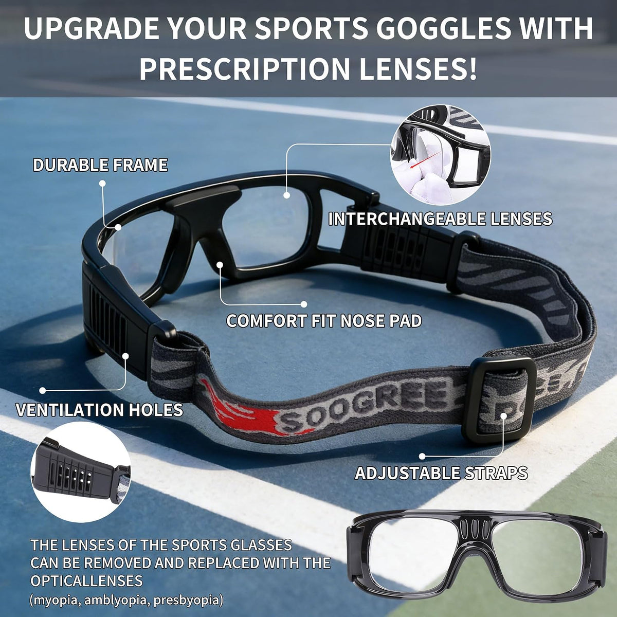 "N/A" Basketball Sports Goggles Men Racquetball Soccer Football Eyewear Protective Glasses Shock Collision Lens Replaceable