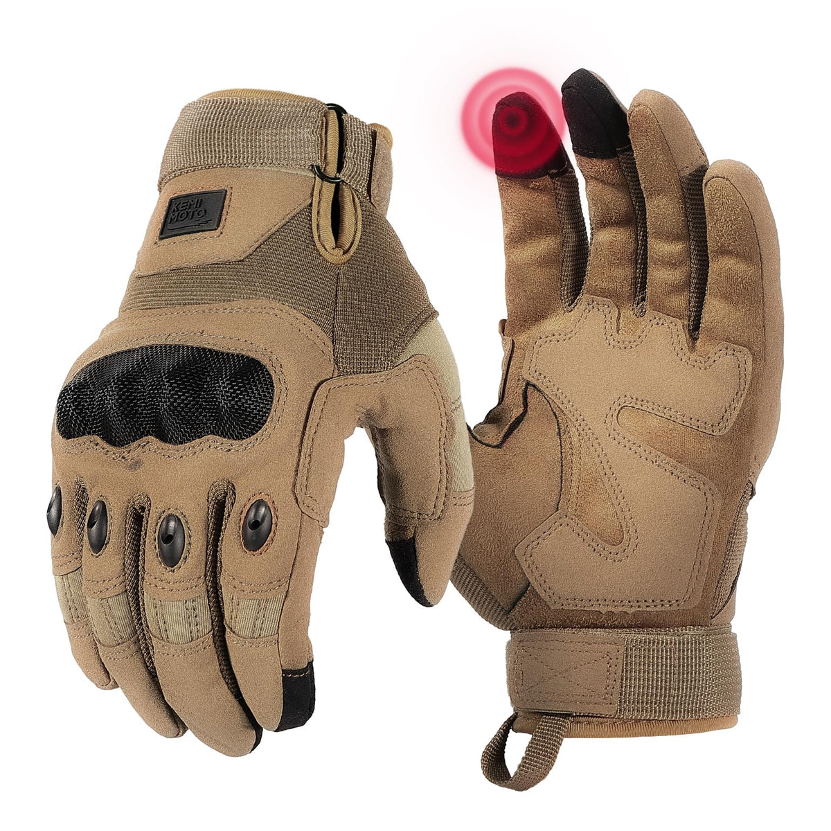 KEMIMOTO Tactical Gloves for Men, Touchscreen Motorcycle Gloves with Hard Shell & Palm Padding for Sports Motorcycle Cycling Tactical Airsoft Paintball Hunting Hiking Camping Climbing