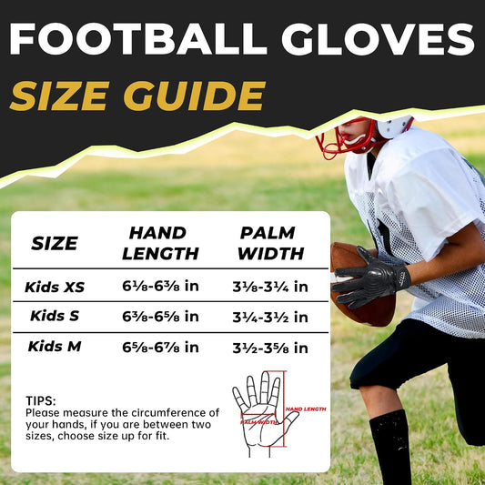 HANDLANDY Youth Football Gloves, Kids Sticky Receiver Gloves,Super Grip Football Glove Best Gift for Boys,Girls