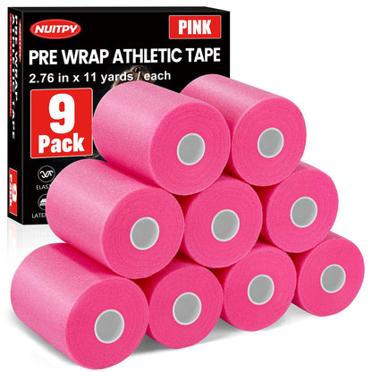 27 Pack Black Pre Wrap Tape, 2.76 Inch x 11 Yards Prewrap Athletic Tape