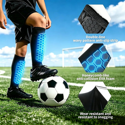 2 Pairs Shin Guards Soccer Kids,Soccer Shin Guards Youth for Boys Girls Protective Gear,Calf Compression Sleeve with Honeycomb Pads for Pickleball Football Ski MTB