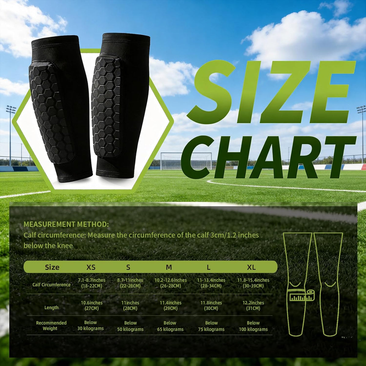 2 Pairs Shin Guards Soccer Kids,Soccer Shin Guards Youth for Boys Girls Protective Gear,Calf Compression Sleeve with Honeycomb Pads for Pickleball Football Ski MTB