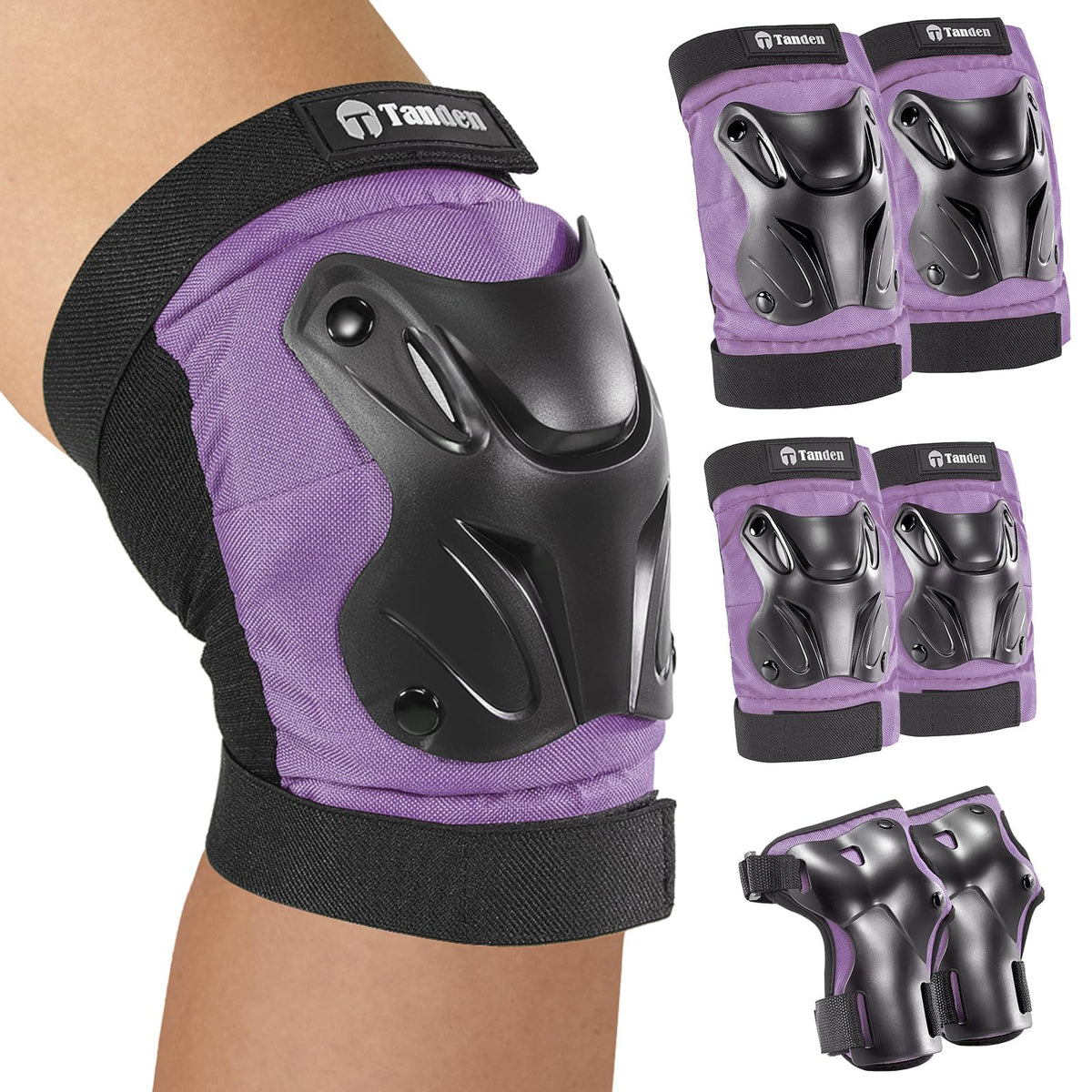 Tanden Skating Protective Gear Knee and Elbow Pads Wrist Guards for Roller Skating Skateboarding, Skate Pads Adult Knee Pads