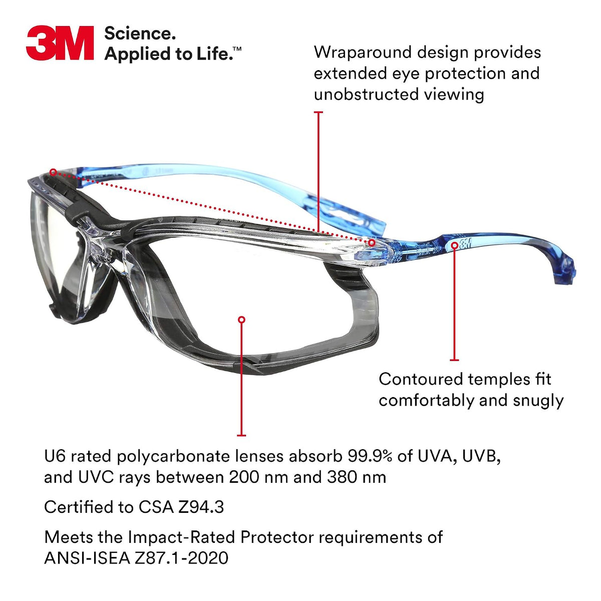 3M Safety Glasses, Virtua CCS and Virtua Sport CCS, Anti-Fog, Clear Lens