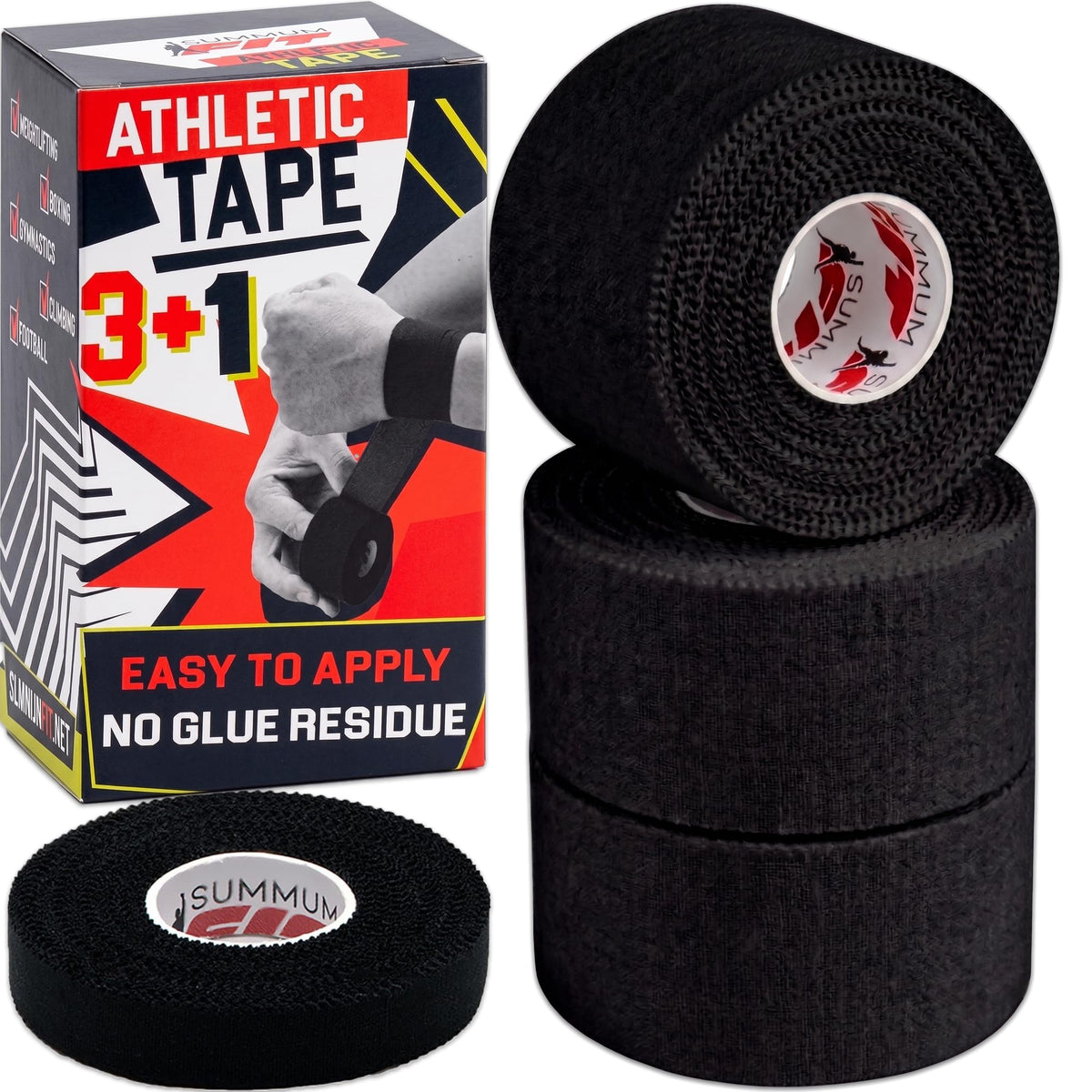 White Athletic Tape for Sports with Extra Finger Tape - 8+2 Set