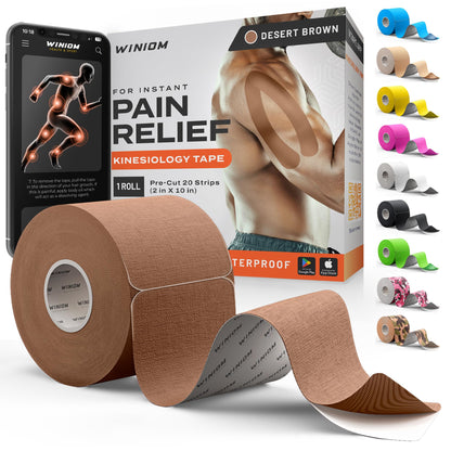 Kinesiology Tape - Waterproof Athletic Sports Tape for Knee, Shoulder, Arm & Back Support | 3-5 Day Adhesion, Hypoallergenic & Latex-Free + Taping Guide (Precut, 2"x16.4ft Roll, Indigo Purple)