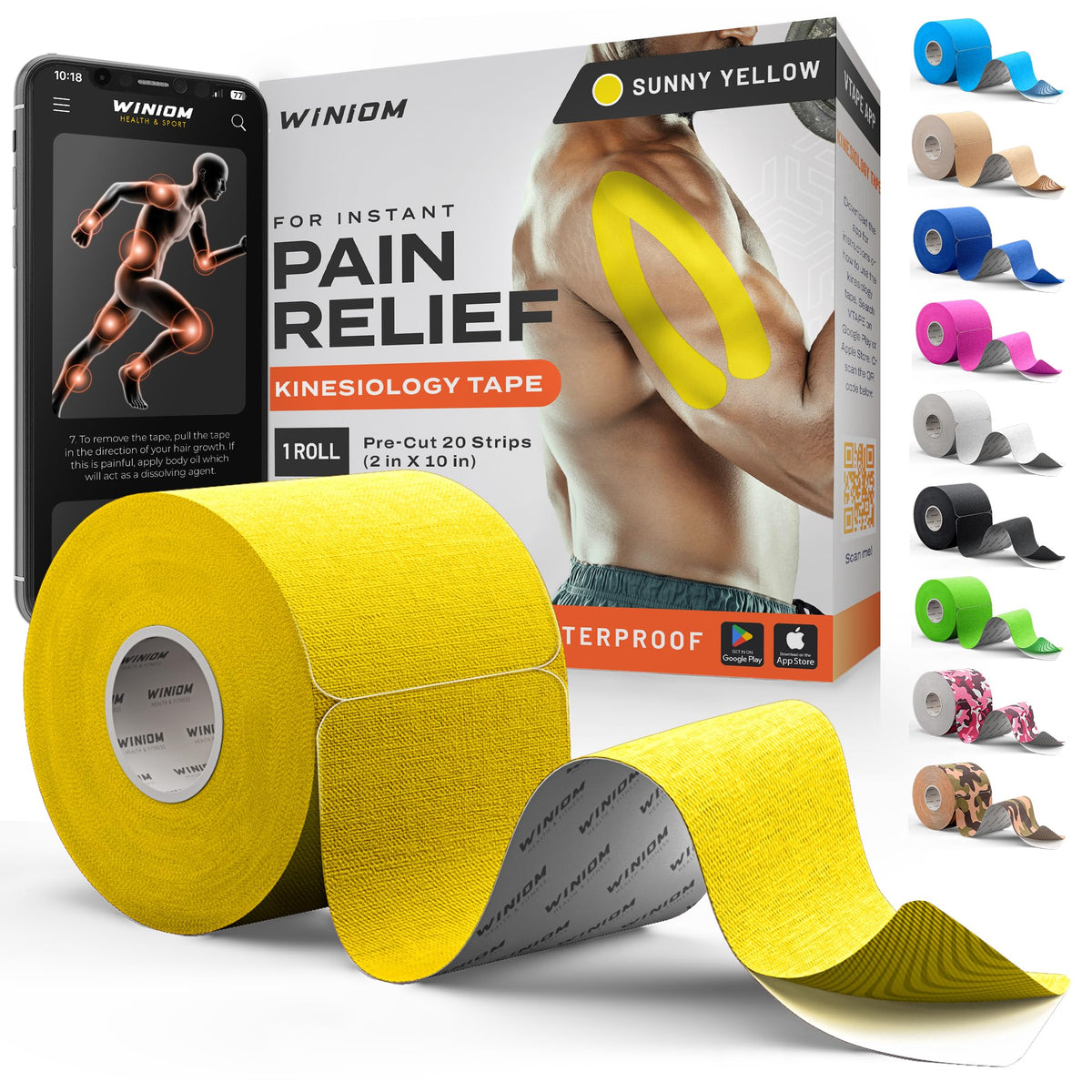 Kinesiology Tape - Waterproof Athletic Sports Tape for Knee, Shoulder, Arm & Back Support | 3-5 Day Adhesion, Hypoallergenic & Latex-Free + Taping Guide (Precut, 2"x16.4ft Roll, Indigo Purple)