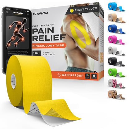 Kinesiology Tape - Waterproof Athletic Sports Tape for Knee, Shoulder, Arm & Back Support | 3-5 Day Adhesion, Hypoallergenic & Latex-Free + Taping Guide (Precut, 2"x16.4ft Roll, Indigo Purple)