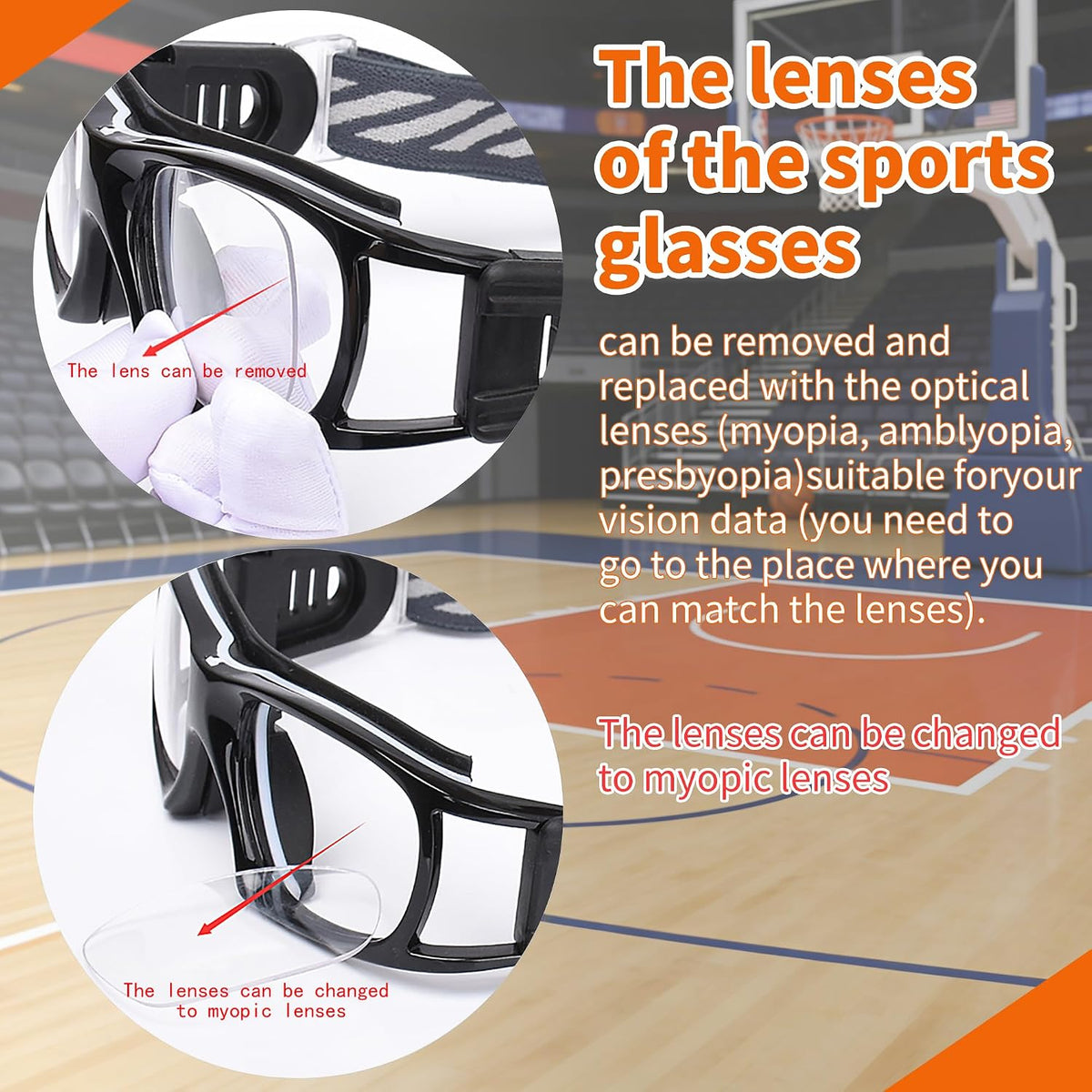 SooGree Sport Glasses for Men Women Basketball Football Sport Goggles Anti Fog Shock Collision Wearable Glasses