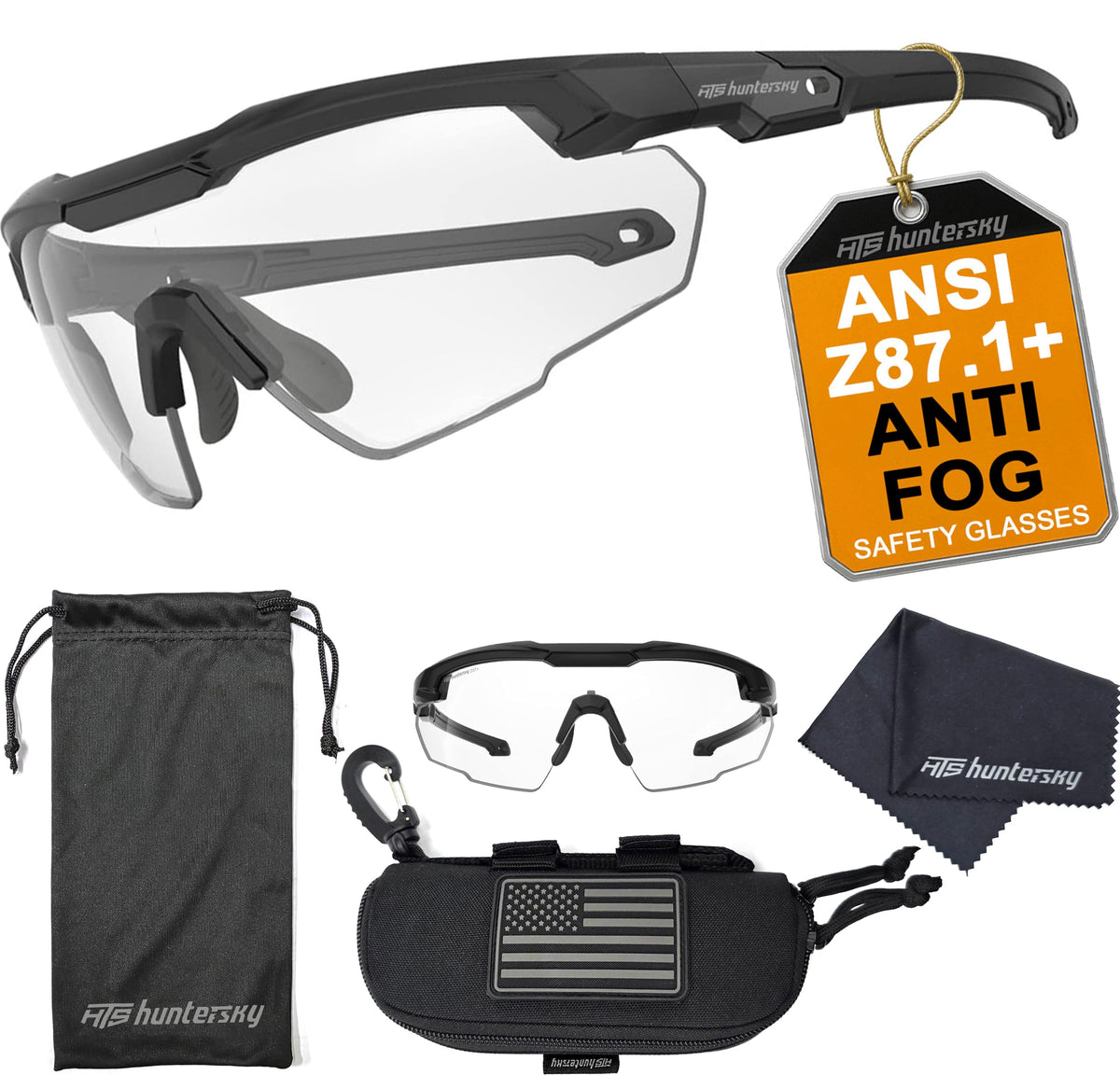 HTS HUNTERSKY Ballistic Shooting Glasses ANSI Z87+ Protective Eyewear