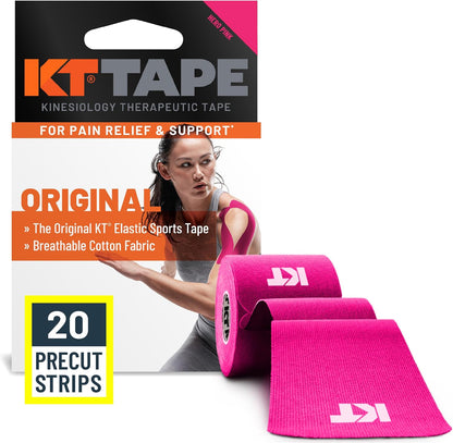 KT Tape, Original Cotton, Elastic Kinesiology Athletic Tape, 20 Count, 10” Precut Strips, Purple