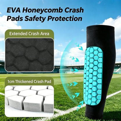 2 Pairs Shin Guards Soccer Kids,Soccer Shin Guards Youth for Boys Girls Protective Gear,Calf Compression Sleeve with Honeycomb Pads for Pickleball Football Ski MTB