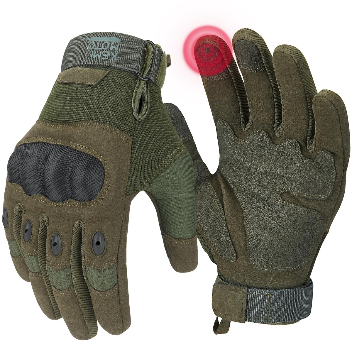 KEMIMOTO Tactical Gloves for Men, Touchscreen Motorcycle Gloves with Hard Shell & Palm Padding for Sports Motorcycle Cycling Tactical Airsoft Paintball Hunting Hiking Camping Climbing