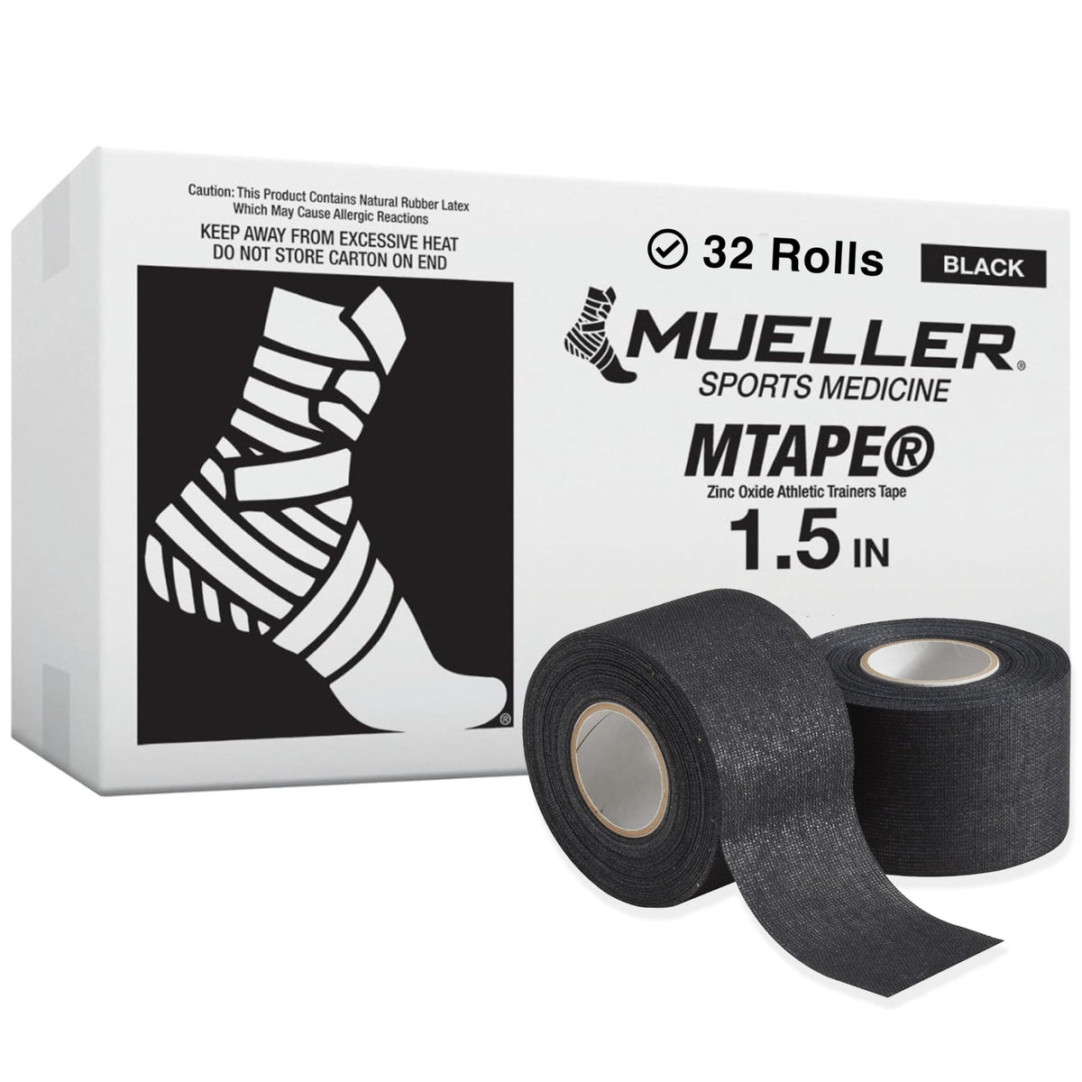 Mueller Sports Medicine MTape Rolls Team Pack, Quality Athletic Tape, Easy to Tear for Fast & Effective Taping, 1.5" x 10 Yards Per Roll, 32 Rolls