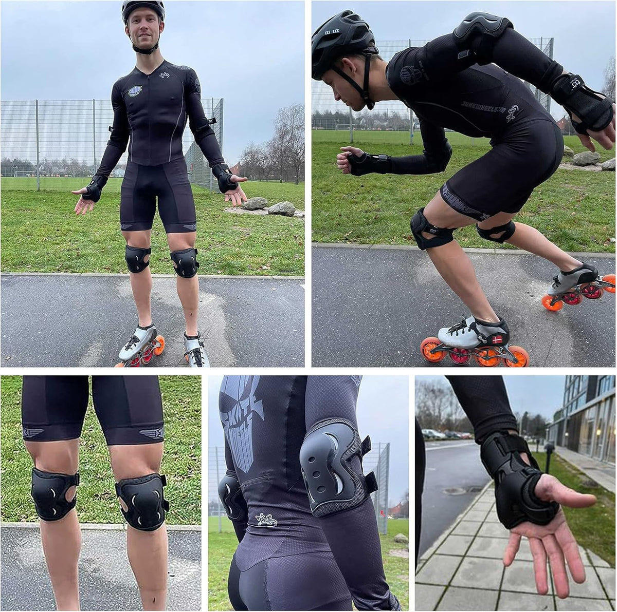 Kids Youth Adult Protective Gear Set Adjustable Knee Elbow Wrist Guards