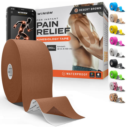 Kinesiology Tape - Waterproof Athletic Sports Tape for Knee, Shoulder, Arm & Back Support | 3-5 Day Adhesion, Hypoallergenic & Latex-Free + Taping Guide (Precut, 2"x16.4ft Roll, Indigo Purple)
